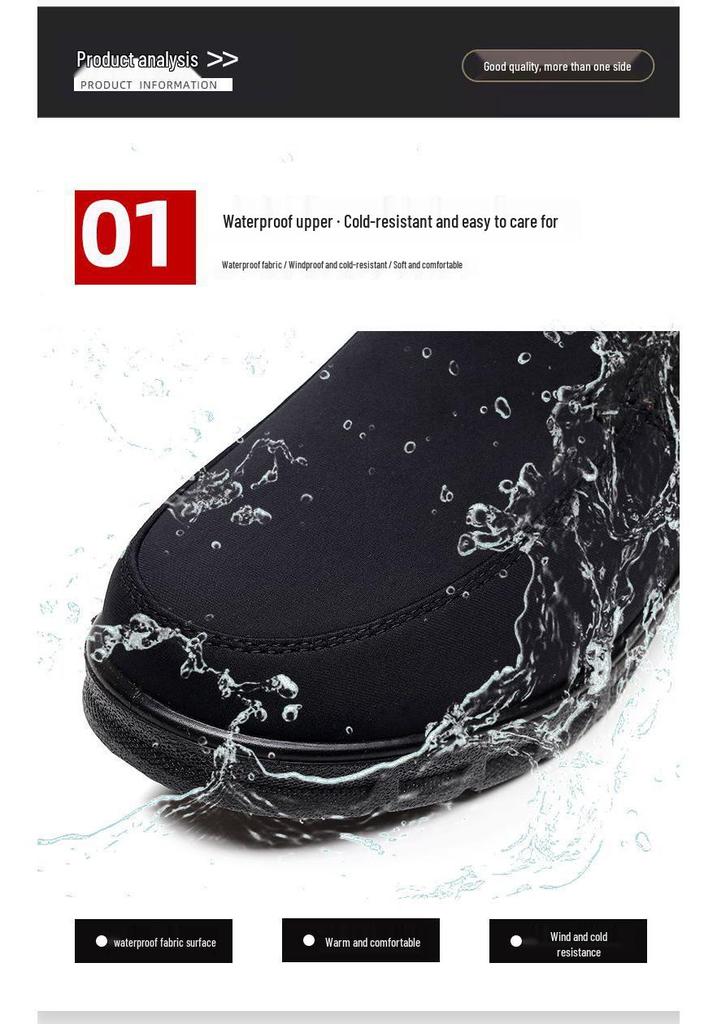 Men's Winter Fleece-Lined Non-Slip Cloth Shoes for Elderly - Warm, Thick Soft Sole Cotton Boots