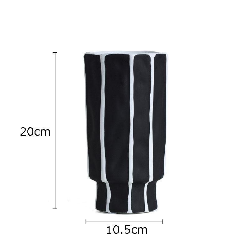 Black and White Stripe Ceramic Vase Flower Pots Decorative Flower Arrangement Desk Decoration Ornaments Crafts Floral Vases