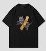 Kawaii Korean Versatile Retro Funny Meme Cat TShirt Yellow Tape Cat Graphic Fashion Casual Short Sleeve Top Unisex Women Clothing
