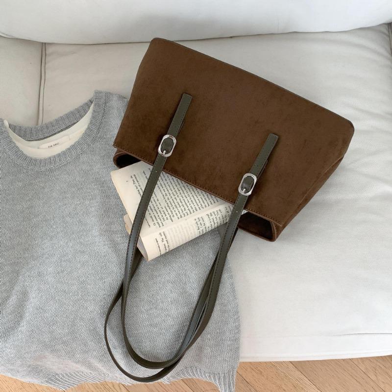 

Retro suede bag multi-compartment autumn and winter new tote bag large capacity women s fashion shoulder bag women зелений