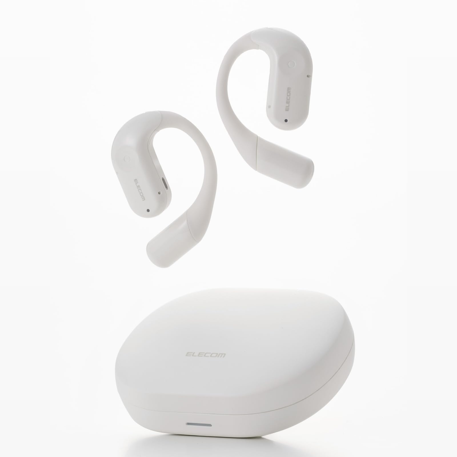 

ELECOM Беспроводные Bluetooth-наушники до 7 часов, водонепроницаемые IPX5, сенсорные, лунно-белые, с открытым ухом, накладные, встроенный микрофон, белый