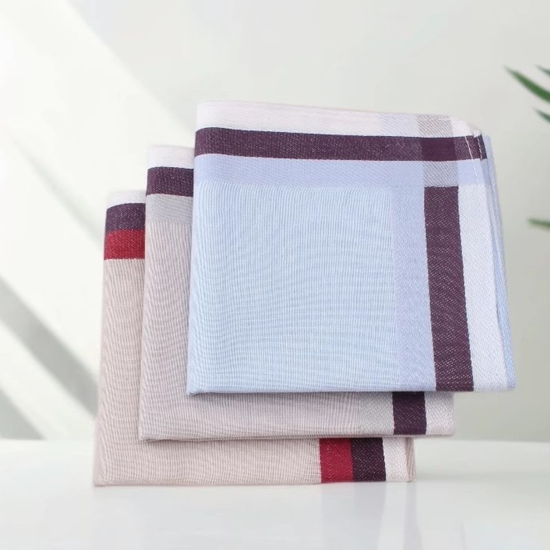 

Классический тканый носовой платок из чистого хлопка с лентой, ретро женский старомодный носовой платок, летнее полотенце для вытирания пота, квадратное полотенце, карманный 43cm No. 10 Pattern 3