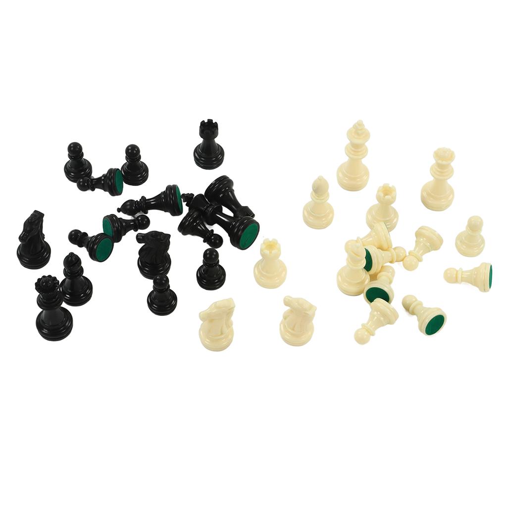 International Chess Piece Set PP Plastic Dual Color 32 Chessmen with Storage Bag for Chess Game