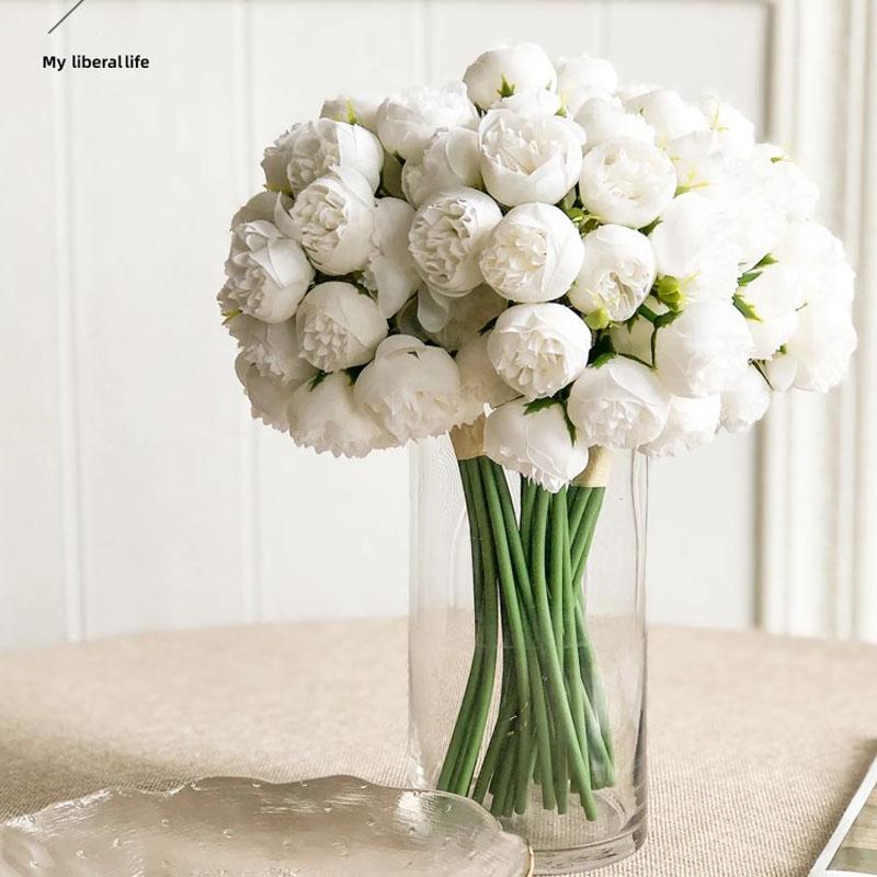 Ranunculus Artificial Flower,Faux Peonies Artificial Flowers 11.8 Inch Silk Flowers with Stems,27 Corollas Bouquet Decorations