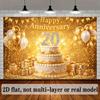 Sfondo 2D Oro per il 20° Anniversario con Torta, Regali e Striscione Scintillante