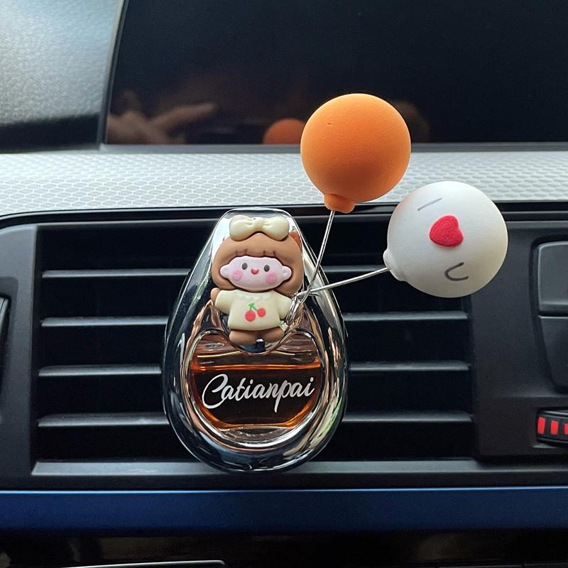 Glass Cartoon Girl Car Air Freshener Perfume Bottle Decorative Ornament Blue Dress Ocean Scent 2 Pack
