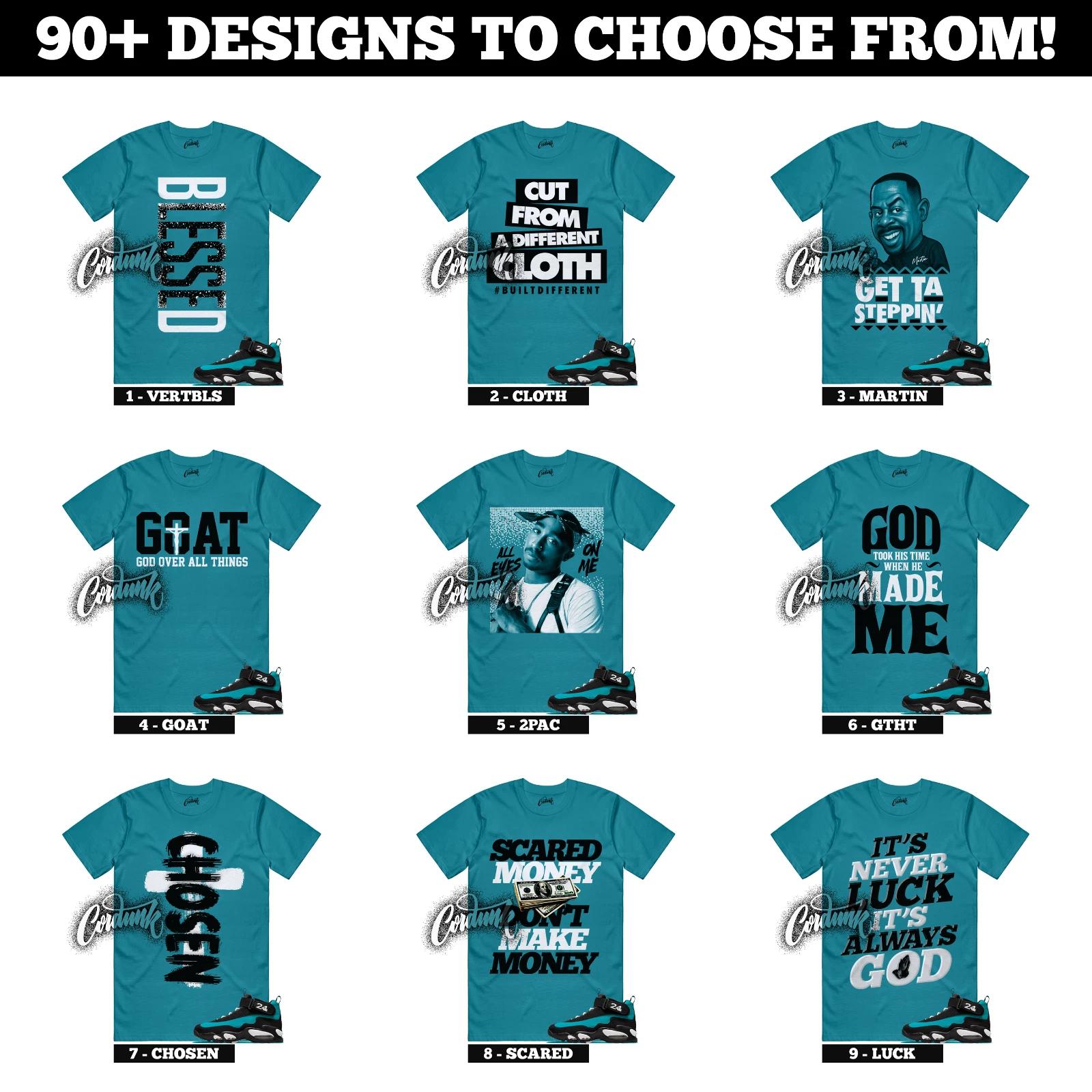 

Griffey Fresh Water Black White Multi-Color Teal Aqua Sneaker T Shirt to Match XL