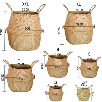 Seaweed Wicker Basket Rattan Hanging Flower Pot Dirty Clothes Basket Storage Basket Cesta Mimbre Basket Picnic Basket