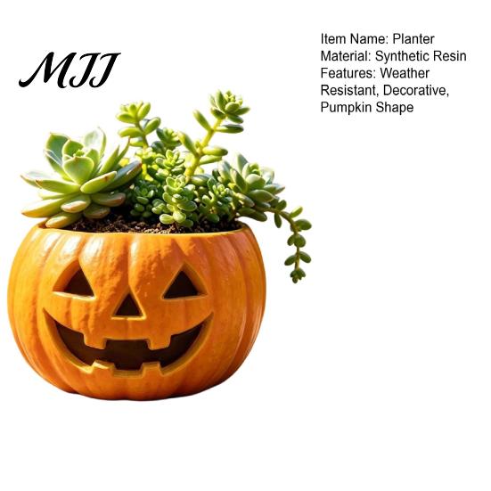 Dekoratives Gefäß für Ziergräser Halloween Kürbis Pflanzgefäß, Harz Jack-O'-Lantern Blumentopf, Kleiner Topf Saisonale Gartenpflanzen Sukkulenten