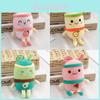 Cute Plush Juice Cup Keychain Adorable Mini Stuffed Toy With Fruit Design