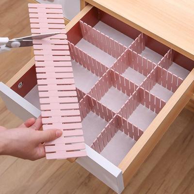 4 Stück DIY verstellbare Aufbewahrungstrennwand aus Kunststoff, Schubladenteiler, Kombinationstrennwand, platzsparender Schrank-Organizer