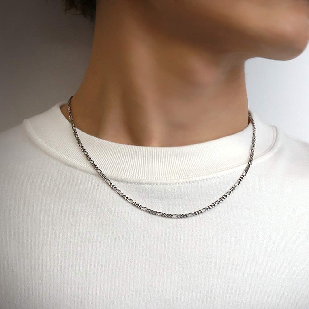 Gin no Smoked Figaro Chain 925 Sterling Vintage Chain Only [Shinjuku Kura] Antique-Style Necklace, Approx. 2.4mm Wide, 50cm, Silver, Smoked, Style,