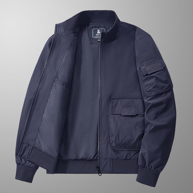 2024 Men's Autumn Stand Collar Windproof Sports Jacket - Solid Color, Casual Outdoor Coat