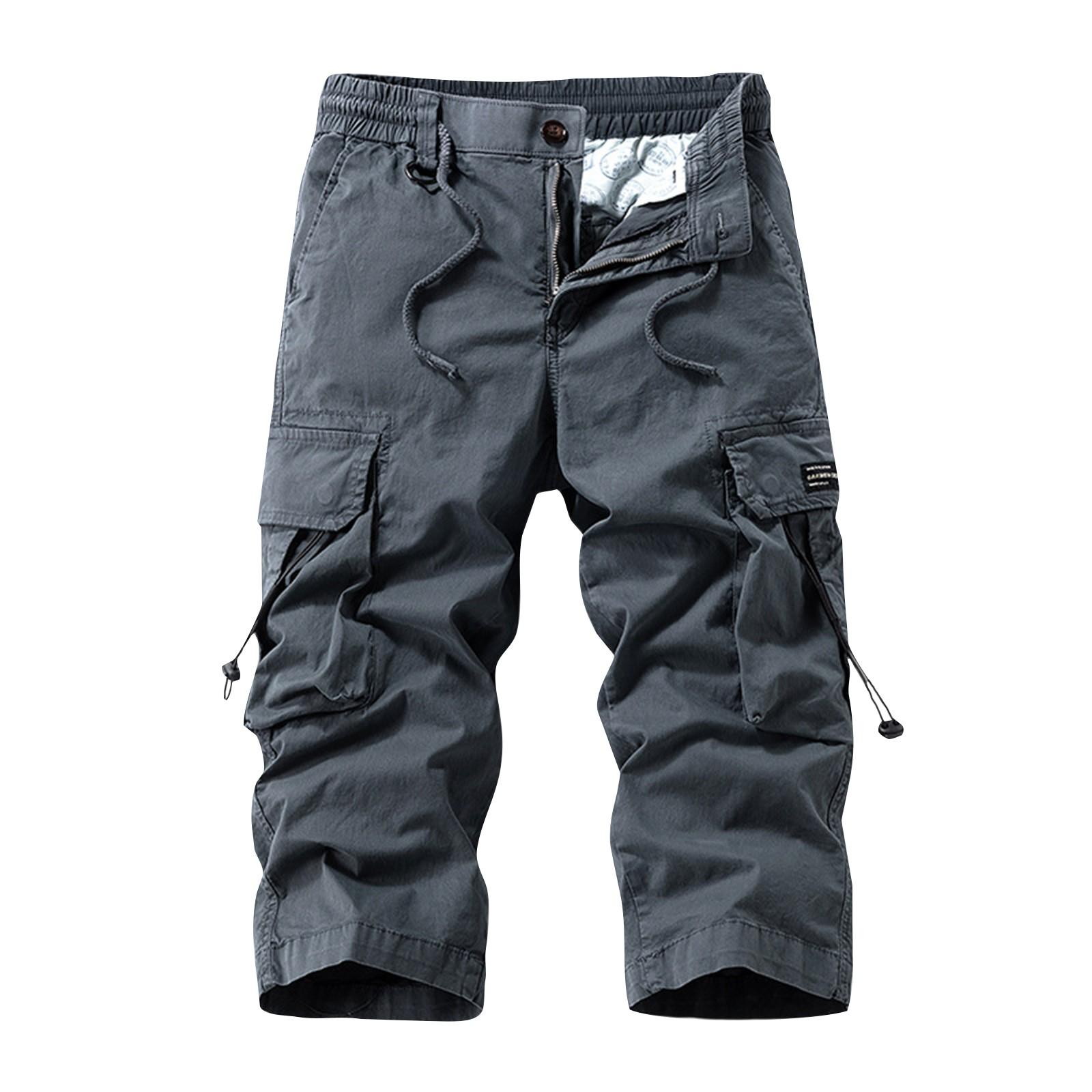 

Мужская универсальная повседневная функциональная рабочая одежда укороченные брюки свободные прямые брюки с несколькими карманами 30