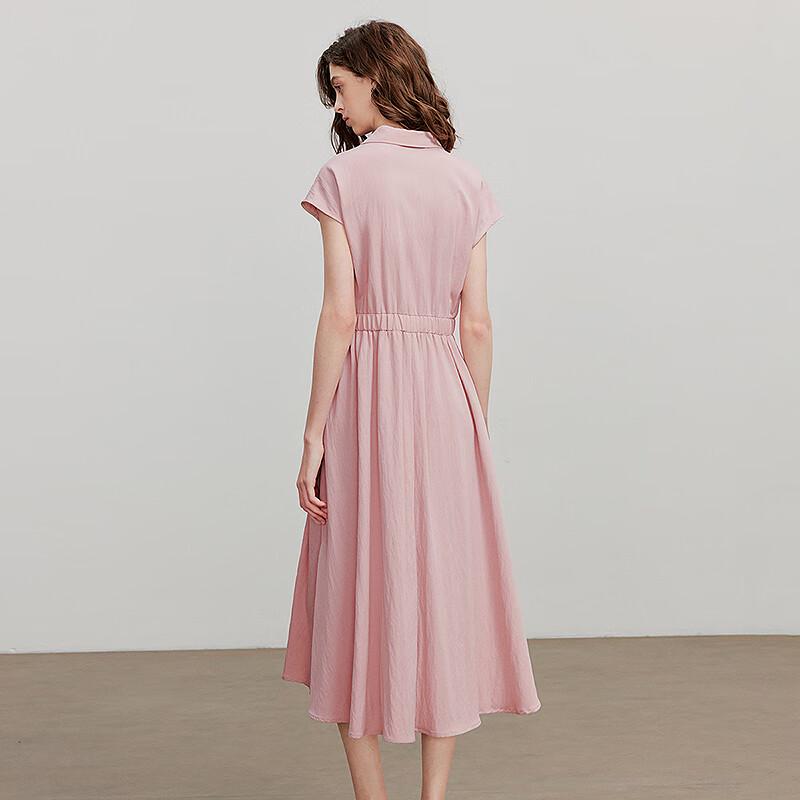 Chuyu Women's 2025 Textured Polo Neck Sleeveless Shirt Dress