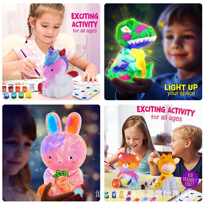 DIY Noční světlo Sada na malování koťátka - Ručně vyrobená kreativní graffiti omalovánka (Dvoudílná sada)