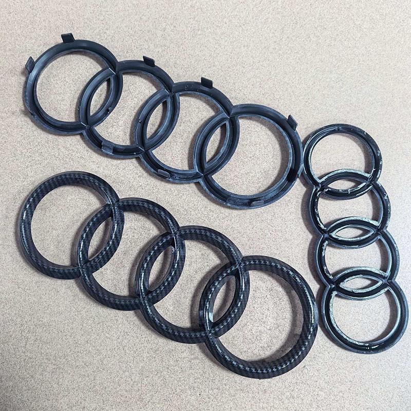 4 Ring carbon fiber ABS Car Hood Front Bonnet Grill Rear Trunk Emblem Logo Badge Sticker Decal For A A3 A4 A5 A6 A7 Q3 Q5 Q7