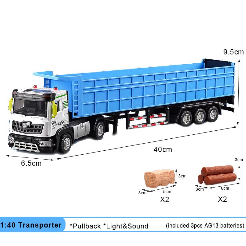 Dump Truck Alloy+Plastic Diecast Model Engineering Transport Play Vehicles Toys Sound Light Pull Back Collection Gift For Kids