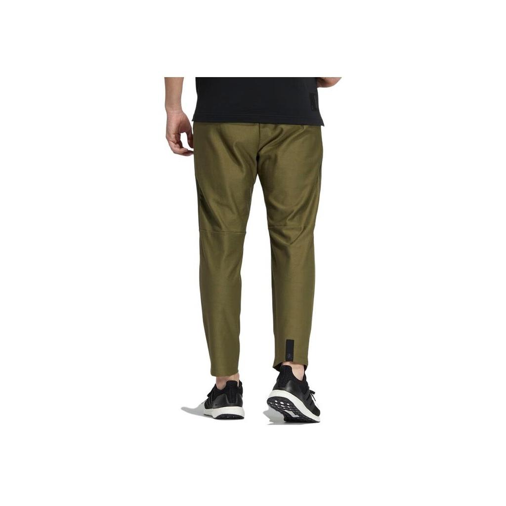 Adidas Wu Ji Series Logo Tape Elastic Waist Zip Pockets Sports Pants Men Bottoms Dark-Olive-Green HE5150