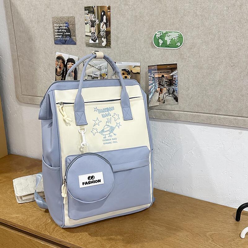 Versatile Colorblock Large Capacity Student Backpack