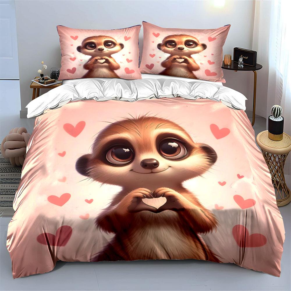 "Adorable Love-Themed Gift Set" Exquisite three-piece bedding set gift for kids and adults