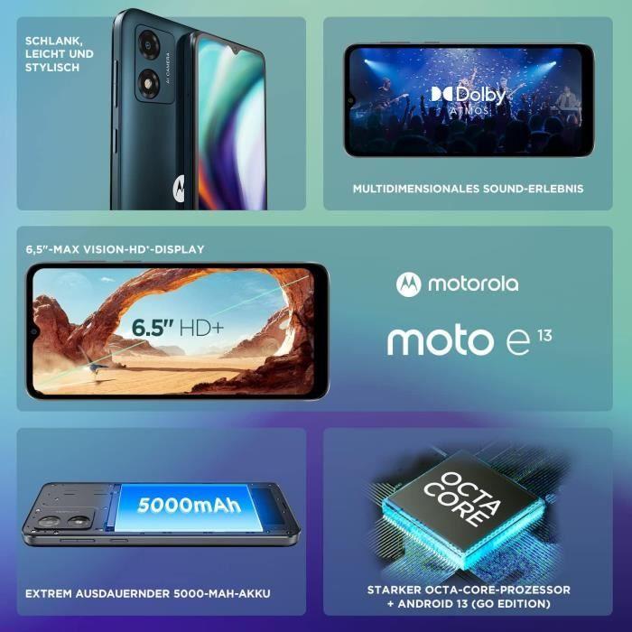 Smartfon Motorola Moto E13 ekran HD6,52,aparat 13 MP,264 GB,5000 mAh,Android 13,czarny kosmiczny