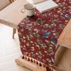 Tassels Retro Table Runner,Jacquard Jujube Red Oriole Pattern Table Decor, Floral Table Decoration for Christmas Kitchen Dining Home Party Festival