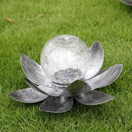 Solar Powered Lotus Light Automatic On/Off IP55 Waterproof Wireless Design Solar Garden Lamp Lawn Patio Outdoor Decoration