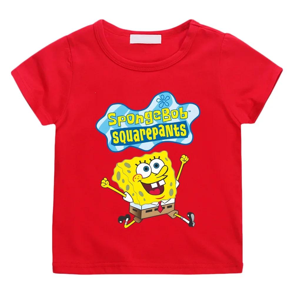 SpongeBob SquarePants Pure Cotton Cartoon Pattern TShirt ShortSleeved Casual Versatile Top for Boys And Girls S