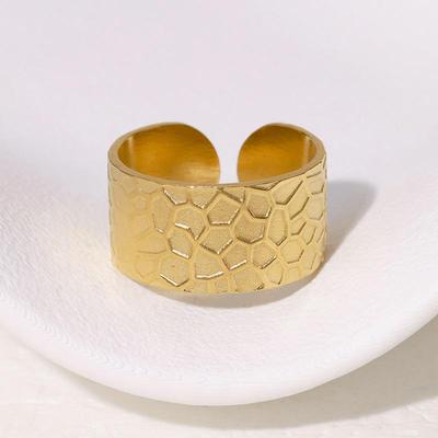 Anillo para Mujer de Acero de Titanio Dorado de 18k Abierto Ajustable de Moda