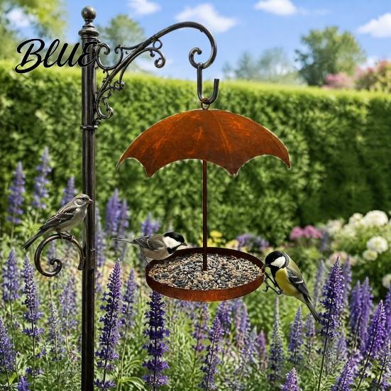 Retro Style Garden Bird Feeder Vintage Umbrella Shaped Feeder Rusty Hanging Wild with Rain‑Shade Canopy Patio Feeding Station Outdoor Metal Seeds