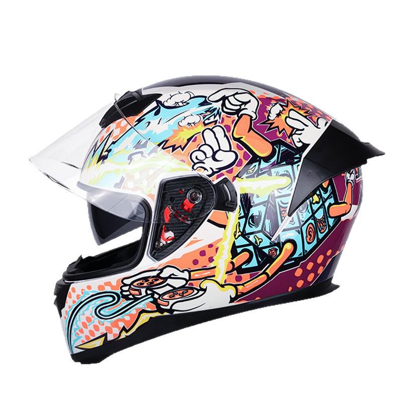 Jiekai Full Face Motorcycle Helmet – Unisex, All-Season, Cool and Safe Racing Design