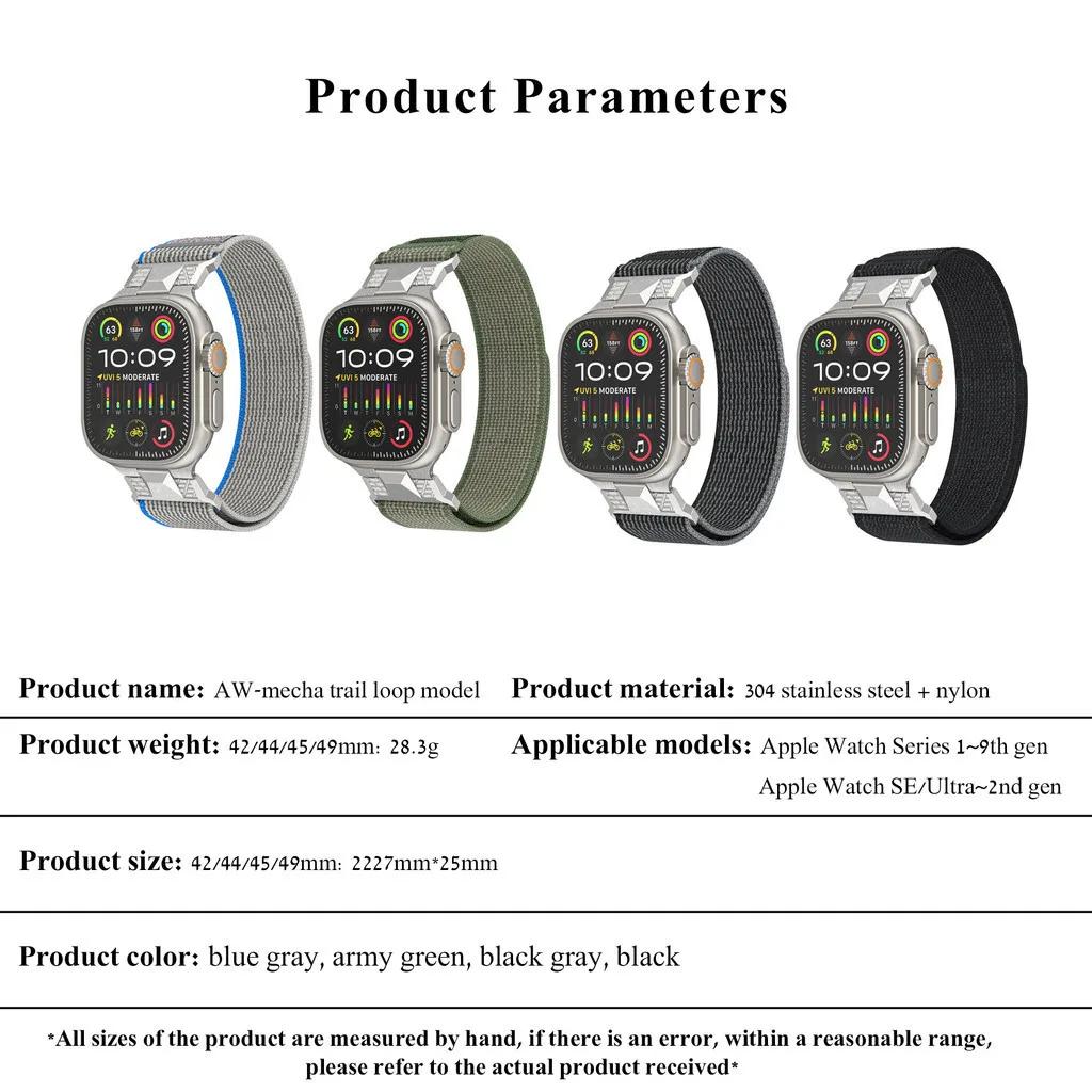 Nylon Band for Apple Watch Ultra 2 49mm Series 9 8 7 45mm Correa Strap for iWatch 6 5 4 Se 3 44mm 42mm Ultra Bracelet