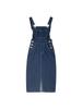 Women's High-Waist Denim Overall Dress - Cute, Retro, Slimming Slit Design for Spring/Summer 2025