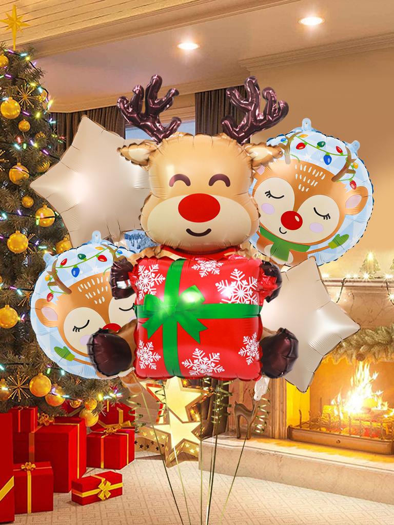5pcs Christmas Decoration Balloons Set, Suitable for Christmas Party Decorations, New Year Decorations, Holiday Decorations