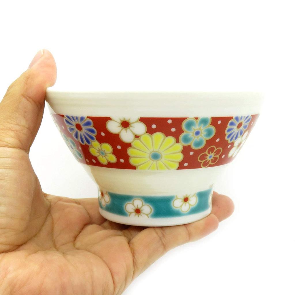 Waza no Kura Kutani Ware 1000-stöckige Reisschüssel Pflaumen-Chrysanthemen-Keramik stilvolles japanisches Geschirr Geschenk zum 60. Geburtstag