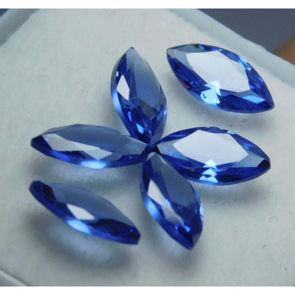 Ring Size 6 PCS, Blue Sapphire CERTIFIED Natural Marquise Cut Loose Gemstone Lot
