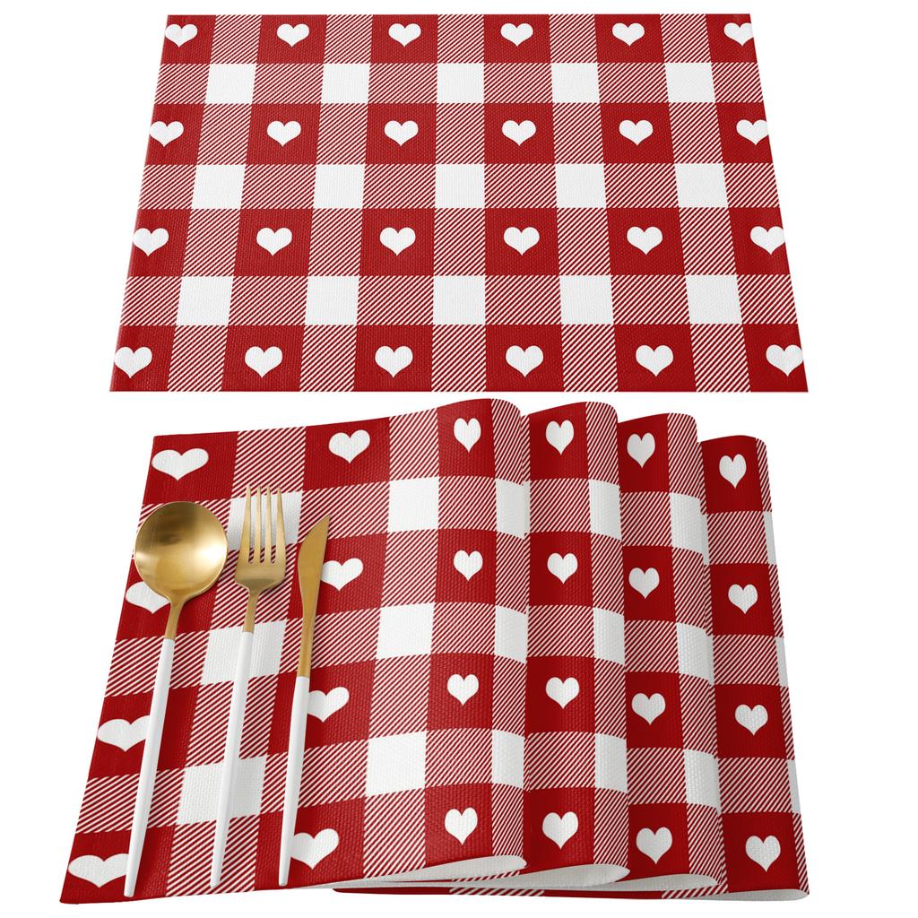 Ziua Îndrăgostiților Față de masă rotundă în carouri roșii dragoste Festival Dining Față de masă impermeabilă Husă de masă pentru decorarea petrecerii de nuntă