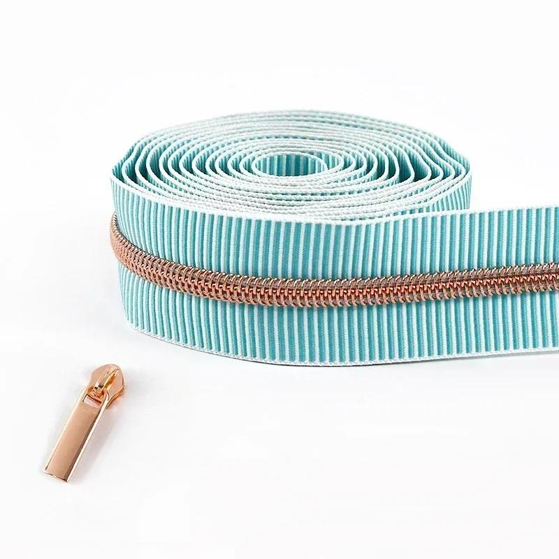 2-5Meters 5# Meetee Striped Nylon Zippers Tape for Sewing Plastic Roll Coil Zip By The Meter Zipper Closure Garment Accessories