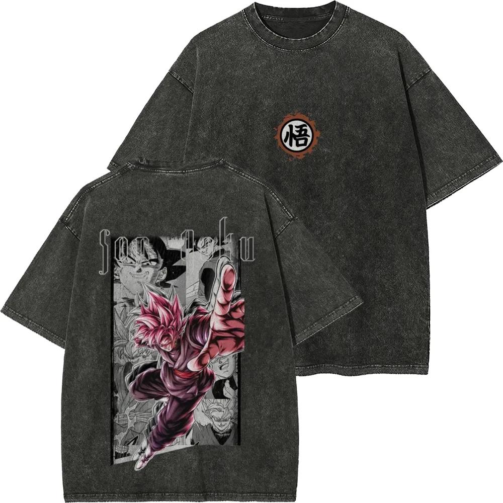 Dragon Ball Retro Washed T-shirt Wukong Demon Man Buou Pure Cotton Cartoon Men's and Women's Animation Short-sleeved Clothing
