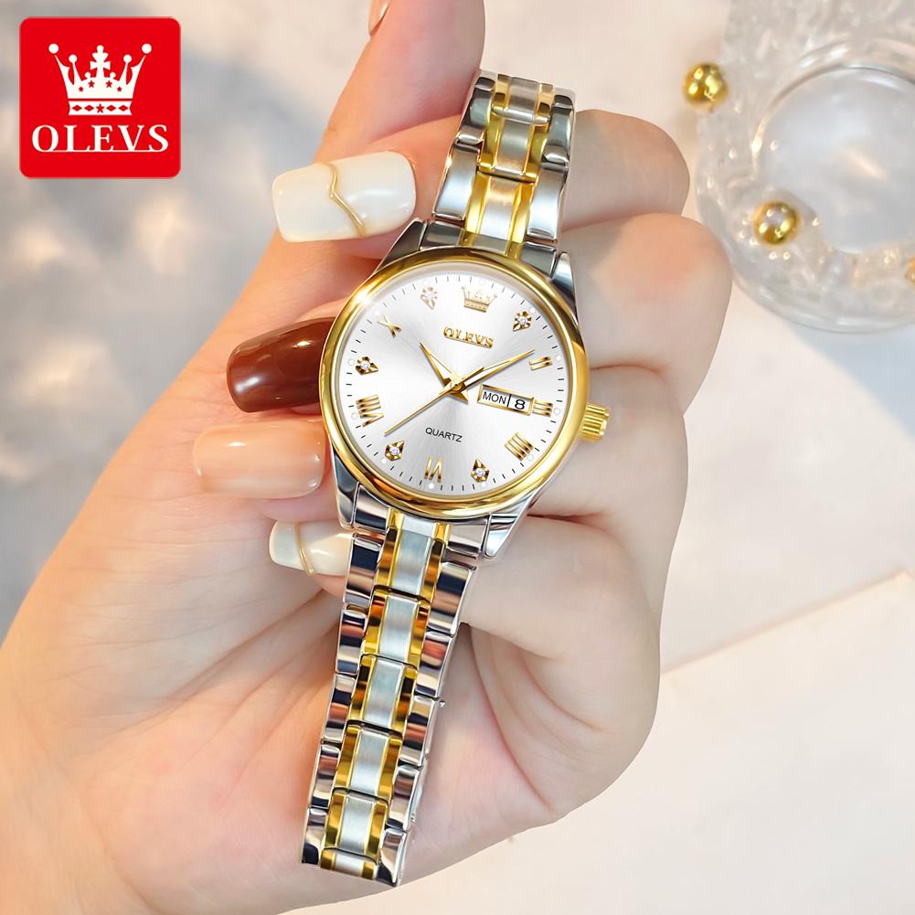 Orologio marca OLEVS con diamanti incastonati, impermeabile, luminoso, al quarzo, per donna 5563