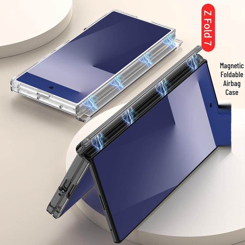 Samsung Z Fold7 Magnetic Anti-Fall Airbag Transparent Protective Case with Magsafe Wireless Charging Compatibility.