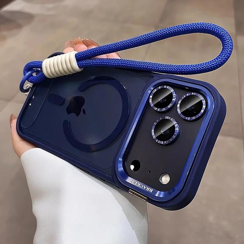 Nuevo Soporte de Cámara Para Funda Magsafe para iPhone 17 ProMax 17 Air 16 15 14 Plus 11 12 13 Pro Max Con Correa de Muñeca Cubierta de Película para Lente