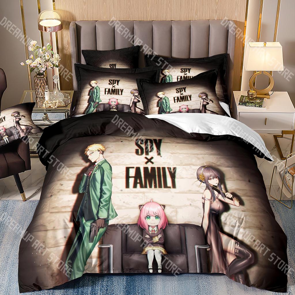 Fashion S-SPY Anya FAMILY Anime Bedding Set Single Twin Full Queen King Size Bed Set Kids Bedroom Duvetcover Sets Bed Sheet Set