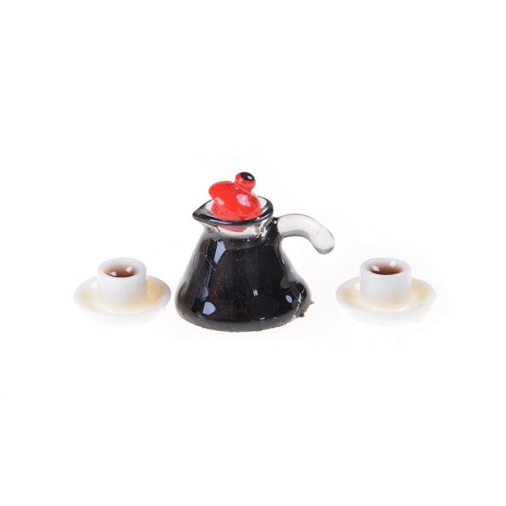 1:12 Miniature Coffee Pot & Cup Saucer Simulation Game Dollhouse Mini Furniture Toy Food Kitchen Food Play Doll House Accessory