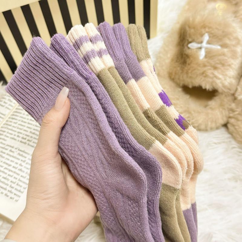 4 Pairs Women Wool Cashmere Lady Thick Winter Socks Warm Soft Solid Casual Socks