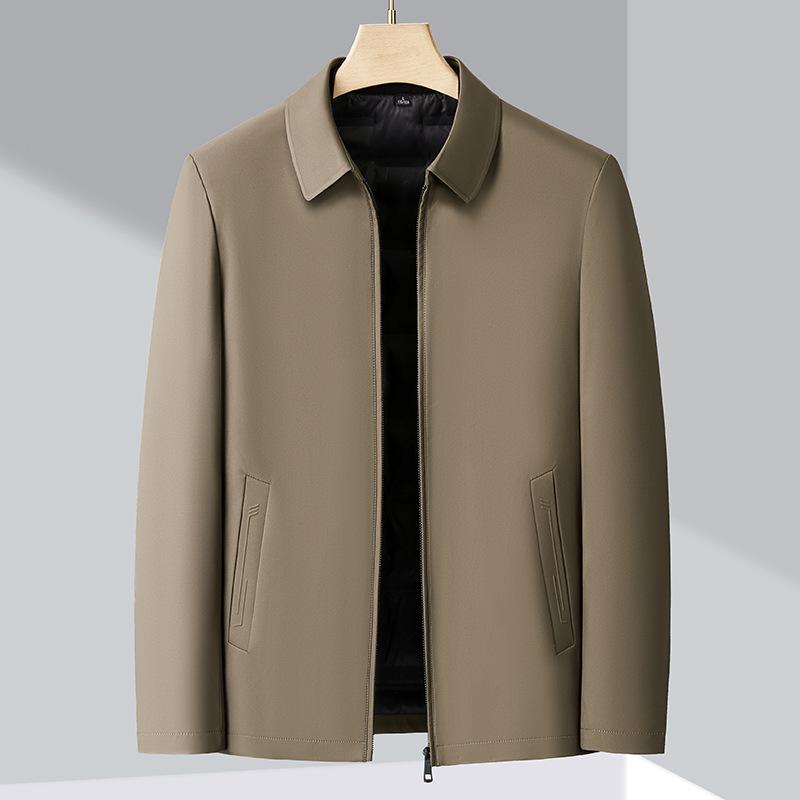 Men's Thickened Lapel Down Jacket for Middle-aged & Elderly - Detachable Liner, Duck Down, Cold Protection Winter Coat