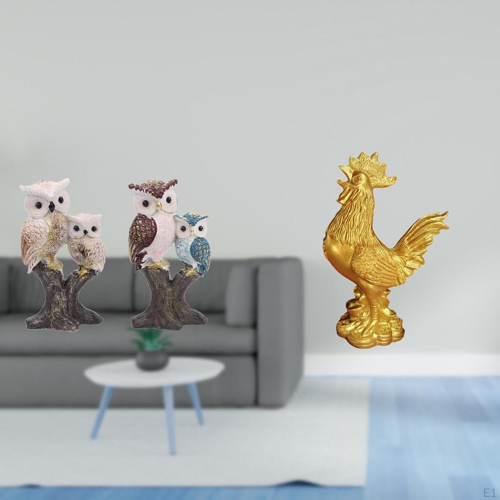 Chicken Figurine Realistic Animal Sculpture Feng Shui Decor Home Decorations Statue