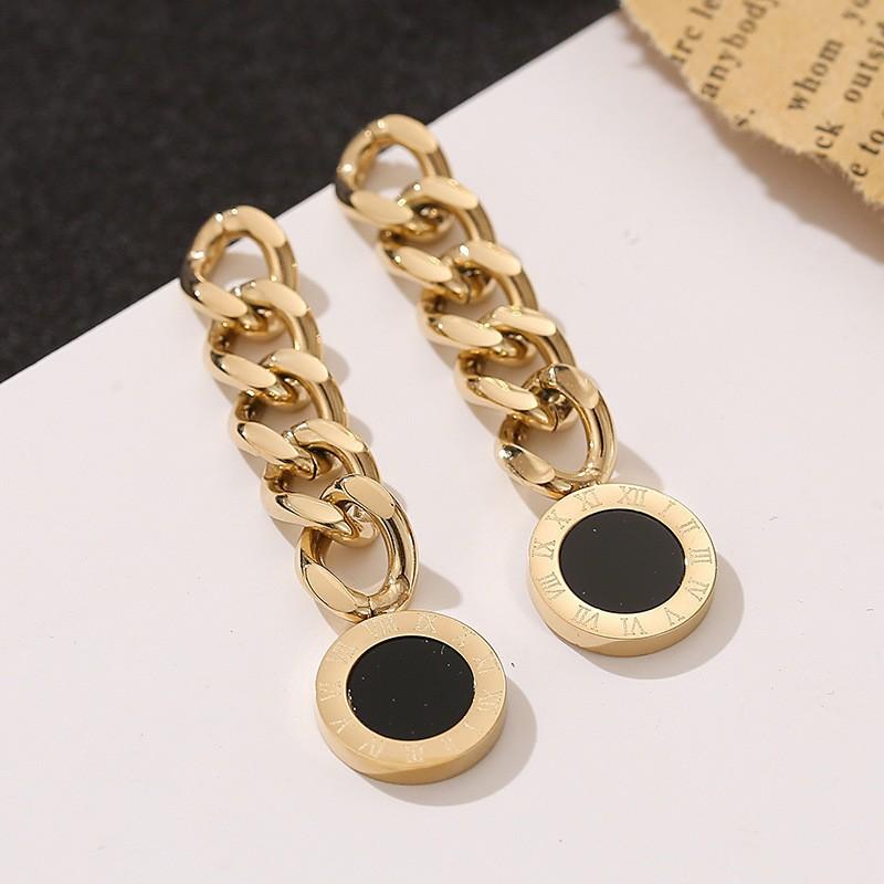 

Европейские и американские новые серьги-цепочки с грубой геометрией из титановой стали и золота 14 карат.