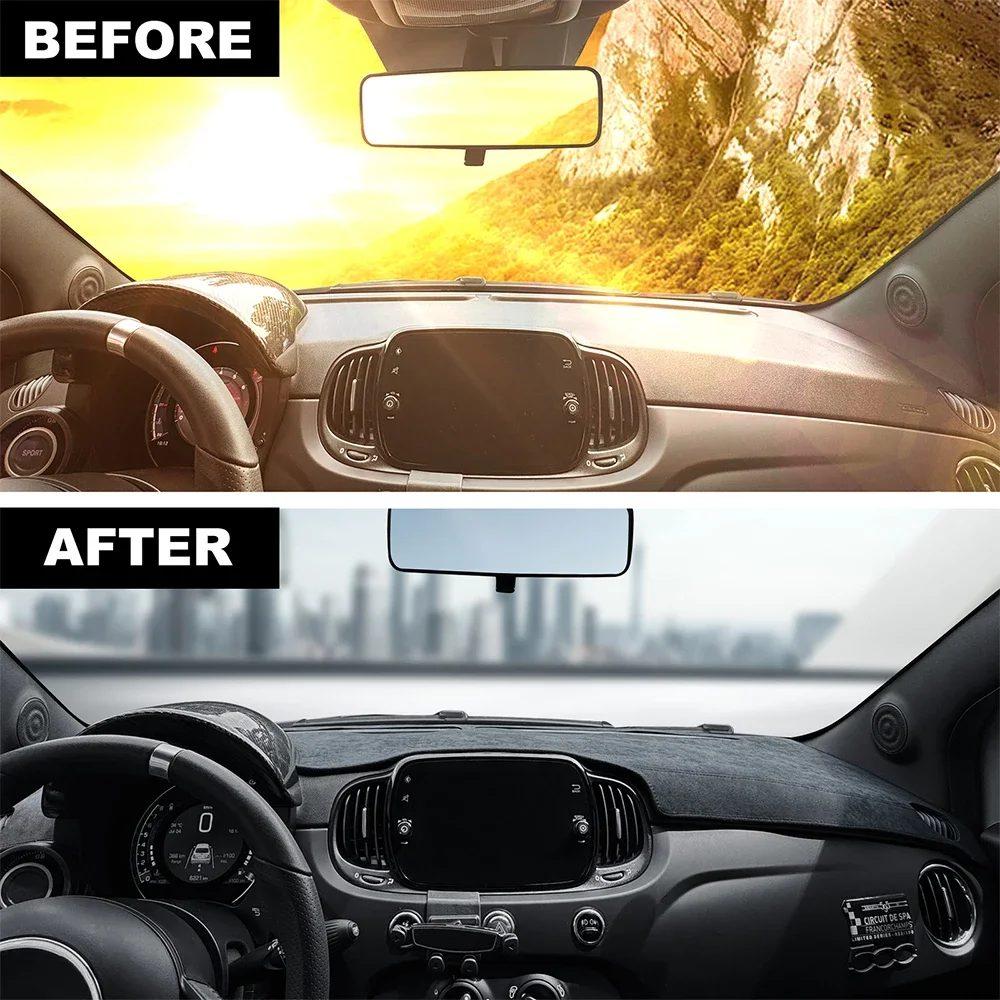 Car Dashboard Protect Mat Pad For Abarth 595 695 2012-2024 For Fiat 500 2012-2019 Summer Flannel LHD RHD Dashmat Sunshade Carpet